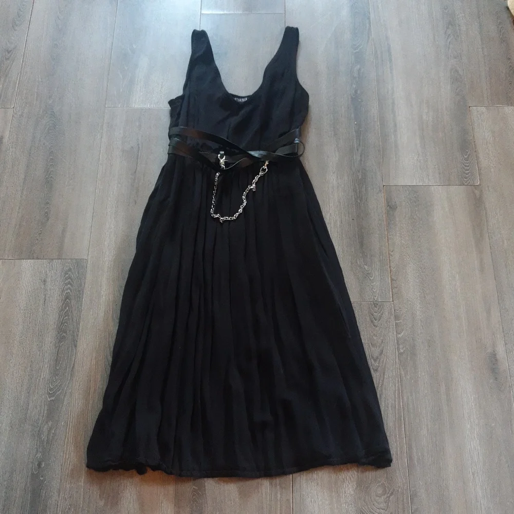 Disturbia Black Gothic Midi Dress with Chain Belt - Picture 2 of 3